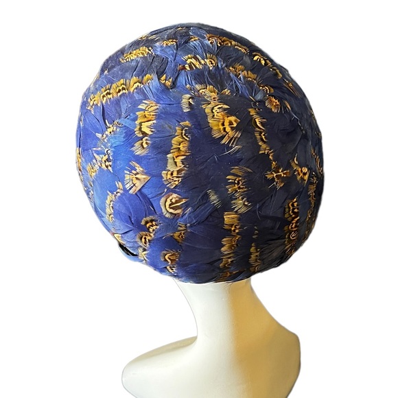 Vintage‎ Blue Feather Hat Union Made In USA - Picture 6 of 8